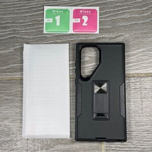 Asuwish Samsung S24 Ultra Phone Case Glass Protector Black Kickstand